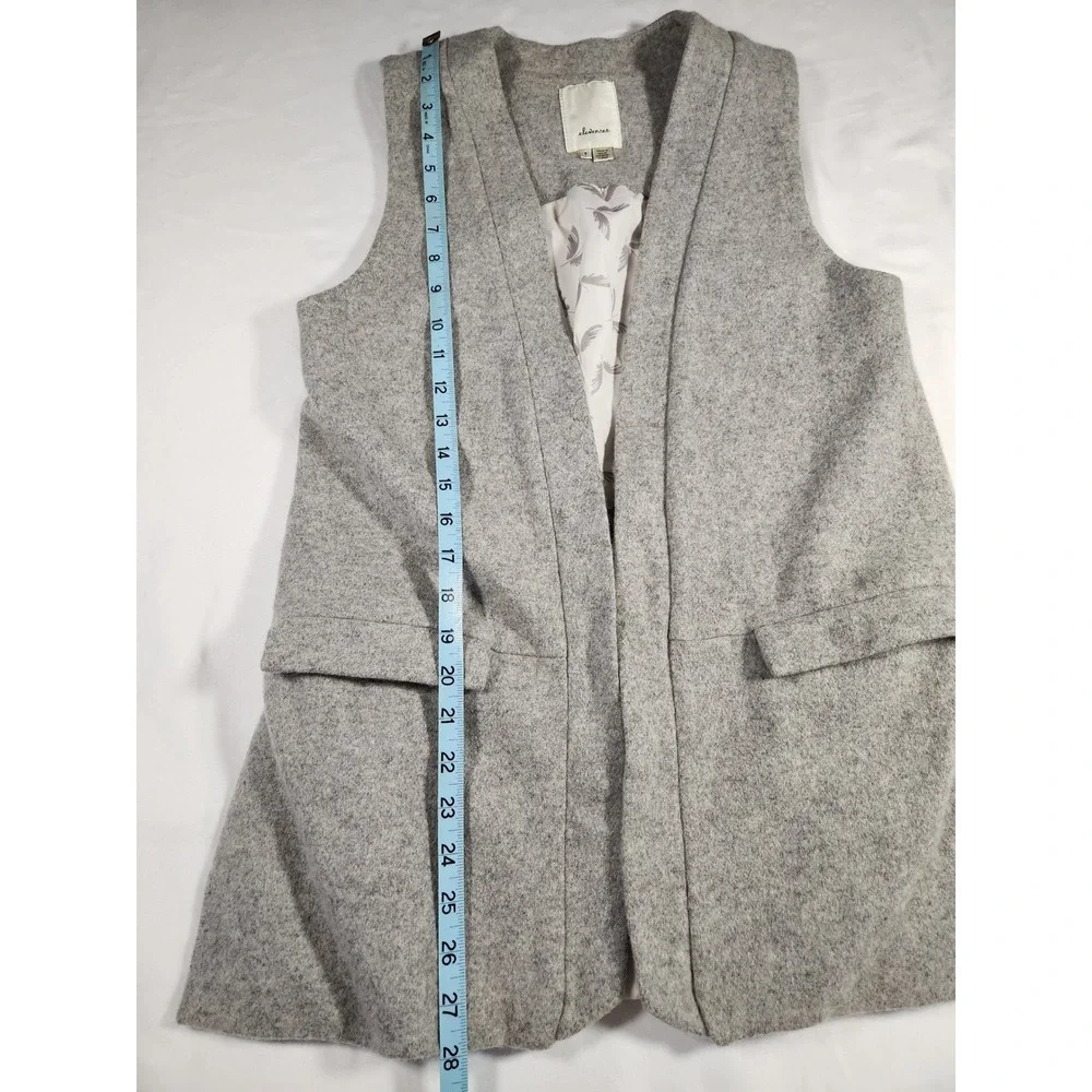 Elevenses Anthropologie Gray Wool Open Front Vest‎ Cardigan Size Small